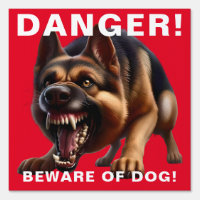 Snarling German Shepherd Dog Sign