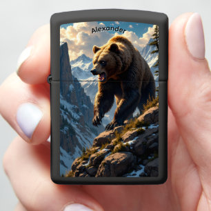 Snarling Grizzly Mountain Canyon Zippo Lighter