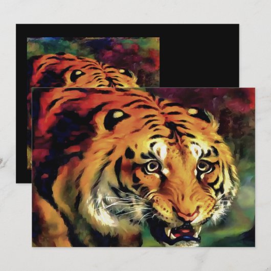 Snarling Tiger Artistic Portrait (Front/Back)