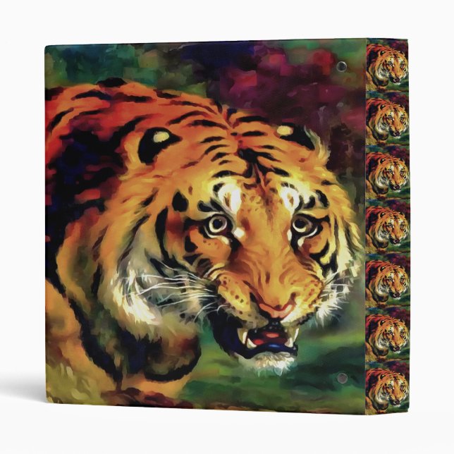 Snarling Tiger Artistic Portrait 3 Ring Binder (Back/Spine)