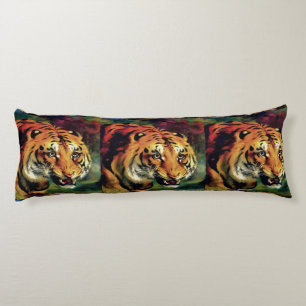 Snarling Tiger Artistic Portrait Body Pillow