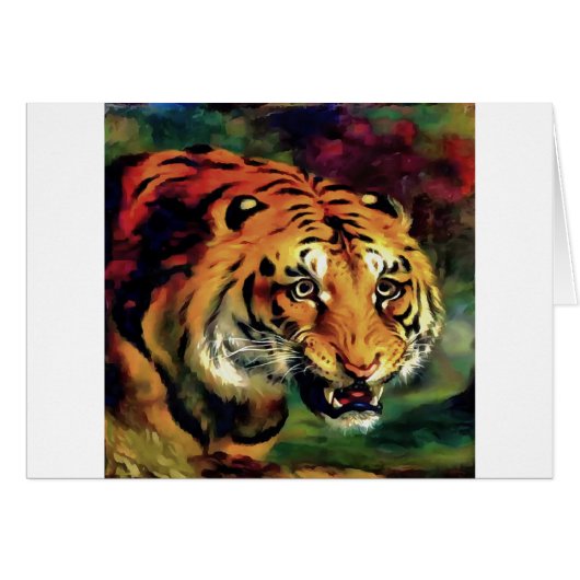 Snarling Tiger Artistic Portrait Cards (Front Horizontal)