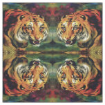 Snarling Tiger Artistic Portrait Fabric