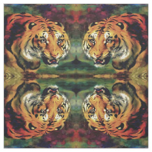 Snarling Tiger Artistic Portrait Fabric