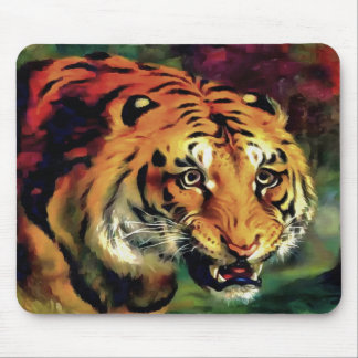 Snarling Tiger Artistic Portrait Mouse Pad