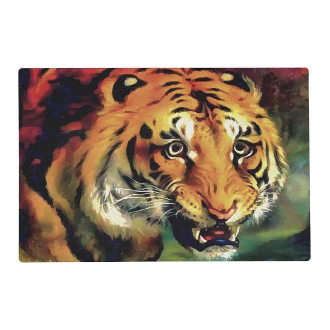 Snarling Tiger Artistic Portrait Placemat (Back)