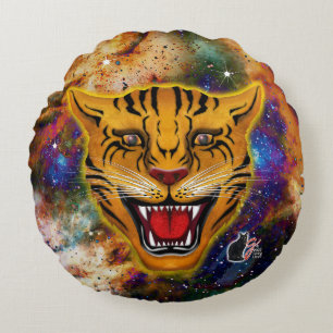 Snarling Tiger Nebula Round Pillow