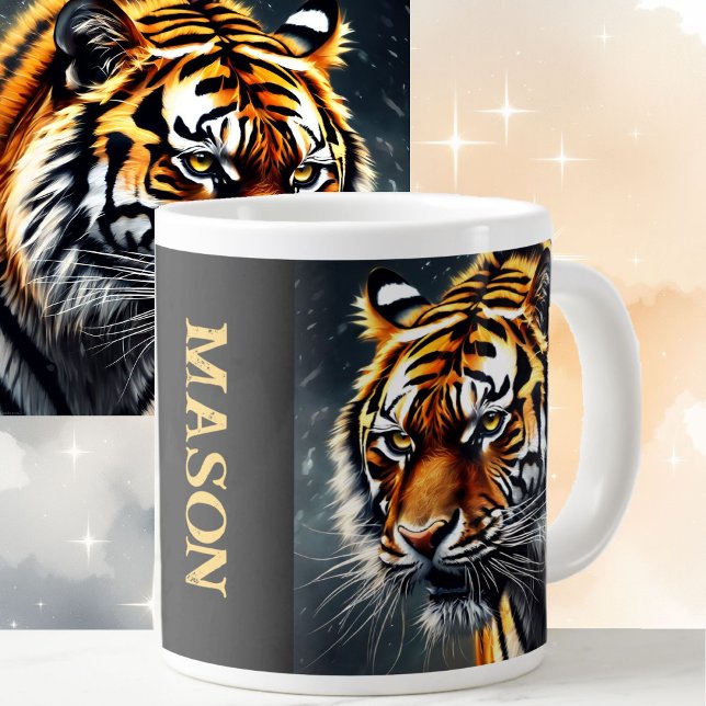 Snarling Tiger Personalize Name Gift Coffee Giant Coffee Mug (Creator Uploaded)