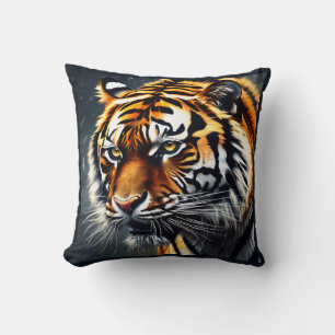 Snarling Tiger Square  Throw Pillow