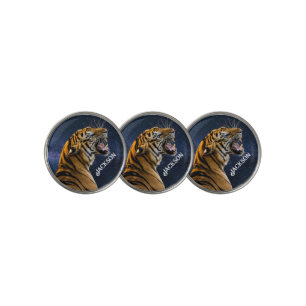 Snarling Tiger Starry Night Golf Ball Marker
