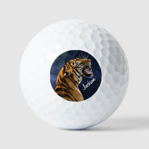 Snarling Tiger Starry Night Golf Balls