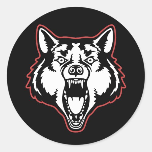 Snarling Wolf Classic Round Sticker