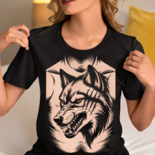 Snarling Wolf Tattoo – Fierce Wild Animal Graphic T-Shirt