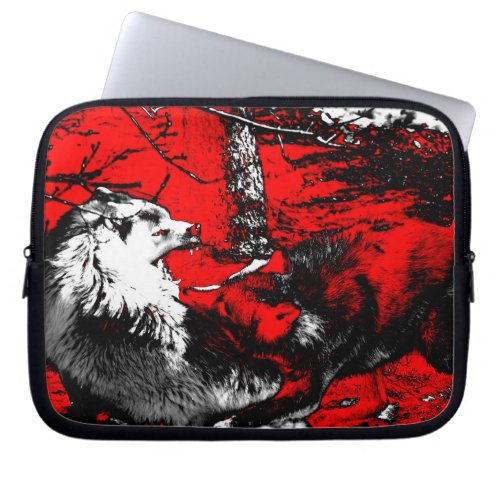 Snarling Wolf Wars Designer Laptop Sleeve