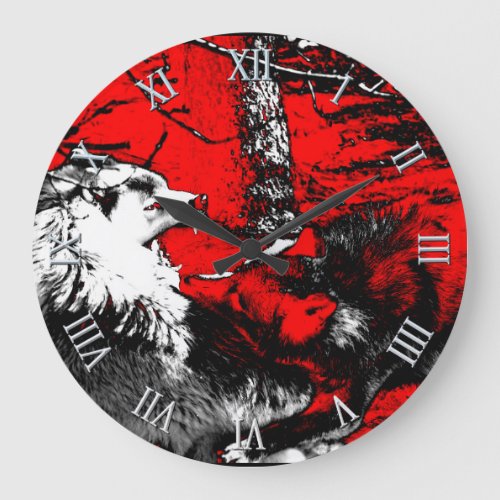 Snarling Wolf Wars Designer Large Clock