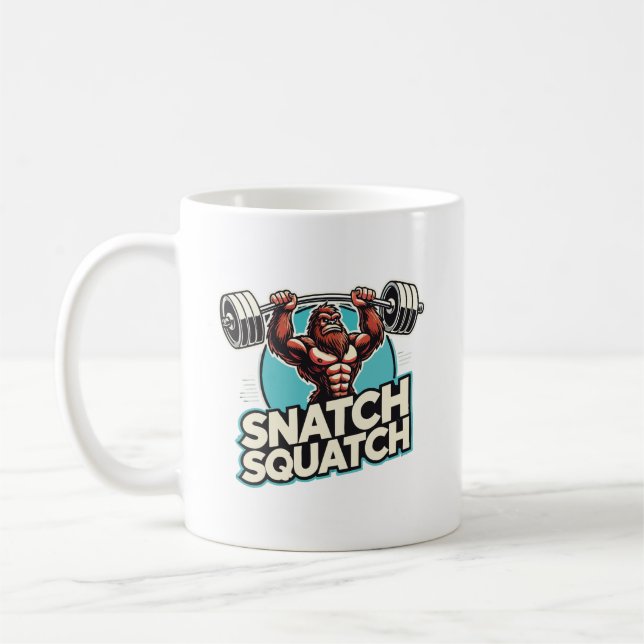 Snatch Squatch - Funny Weightlifting Coffee Mug (Left)