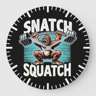 Snatch Squatch - Funny Weightlifting Large Clock