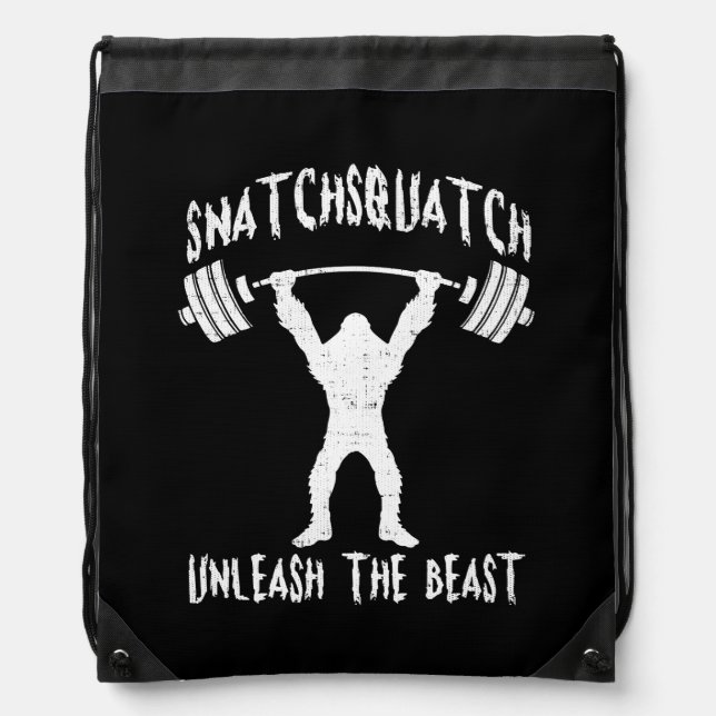 Snatchsquatch, Cartoon Big Foot, Beast, Funny Gym Drawstring Bag (Front)