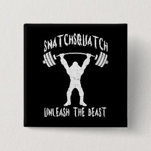 Snatchsquatch, Cartoon Big Foot, Beast, Funny Gym Pinback Button