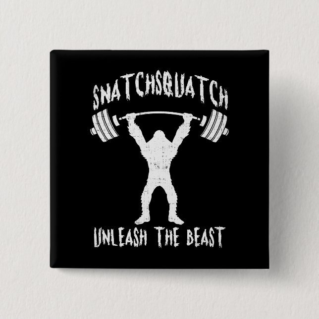 Snatchsquatch, Cartoon Big Foot, Beast, Funny Gym Pinback Button (Front)