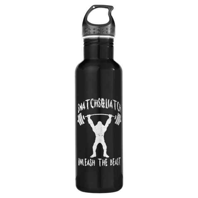 Snatchsquatch, Cartoon Big Foot, Beast, Funny Gym Stainless Steel Water Bottle (Front)