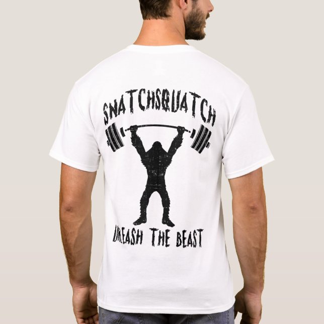 Snatchsquatch, Cartoon Big Foot, Beast, Funny Gym T-Shirt (Back)