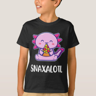 Snaxalotl Axolotl Cute Eating Pizza Snacks T-Shirt