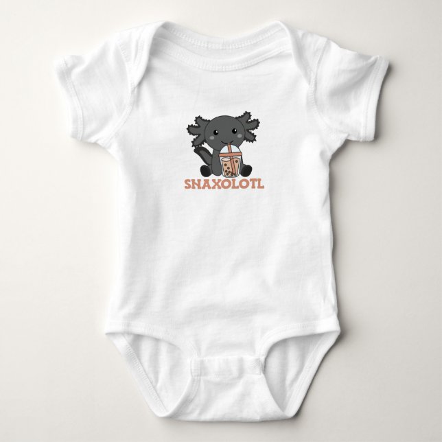 Snaxolotl Axolotl Bubble Tea Lovers Sweet Animals Baby Bodysuit (Front)