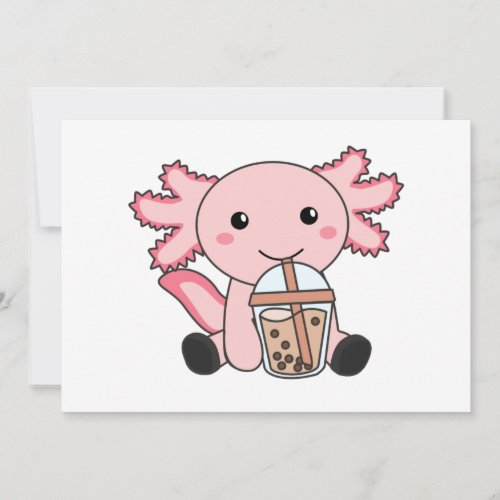 Snaxolotl Axolotl Bubble Tea Lovers Sweet Animals  Invitation