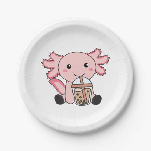 Snaxolotl Axolotl Bubble Tea Lovers Sweet Animals  Paper Plates