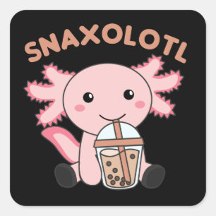 Snaxolotl Axolotl Bubble Tea Lovers Sweet Animals Square Sticker