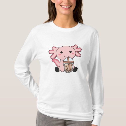 Snaxolotl Axolotl Bubble Tea Lovers Sweet Animals T_Shirt