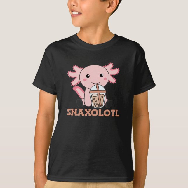 Snaxolotl Axolotl Bubble Tea Lovers Sweet Animals T-Shirt (Front)