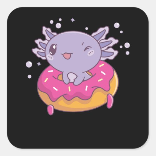 Snaxolotl Axolotl Donut Lovers Sweet Animals Square Sticker