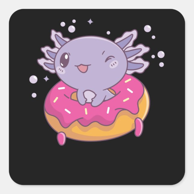 Snaxolotl Axolotl Donut Lovers Sweet Animals Square Sticker (Front)
