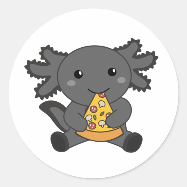 Snaxolotl Axolotl Lover Cute Animals Pizza Classic Classic Round Sticker (Front)