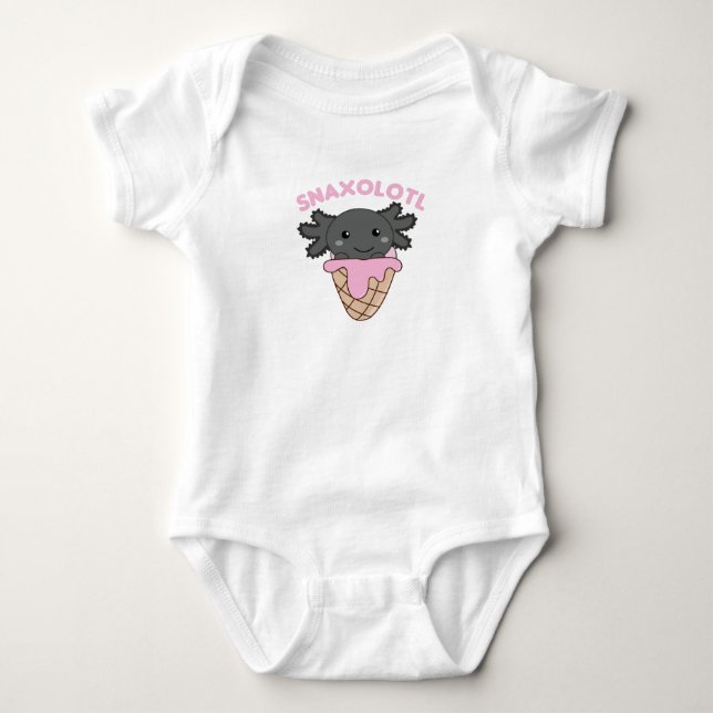Snaxolotl Axolotl Lovers Sweet Animals Ice Cream Baby Bodysuit (Front)