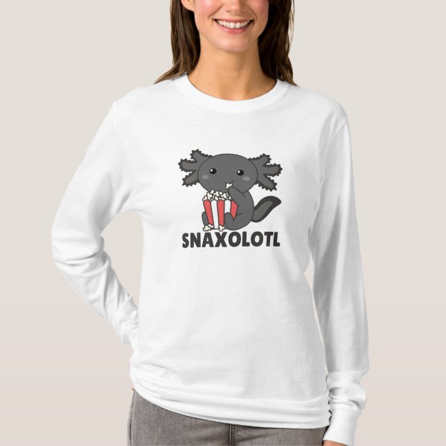 Snaxolotl Axolotl Lovers Sweet Animals Popcorn T-Shirt (Front)
