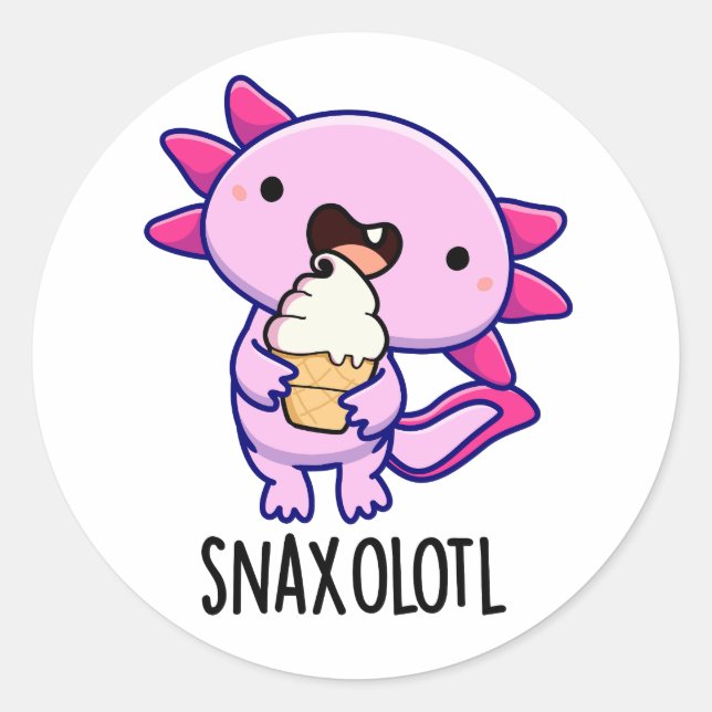 Snaxolotl Funny Axolotl Pun  Classic Round Sticker (Front)