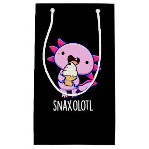 Snaxolotl Funny Axolotl Pun Dark BG Small Gift Bag