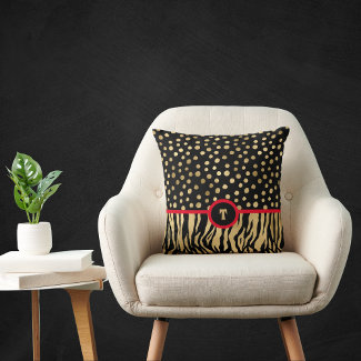 Snazzy Animal Print Inspired Black Gold and Red