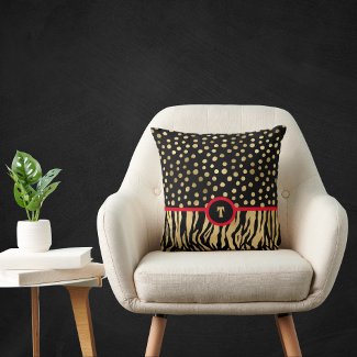 Snazzy Animal Print Inspired Black Gold and Red