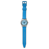Snazzy Aqua Blue Diamond Pattern Custom Monogram Wrist Watch (Product)