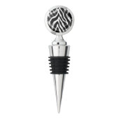 Snazzy Black and White Zebra Stripes Print Wine Stopper (Back)