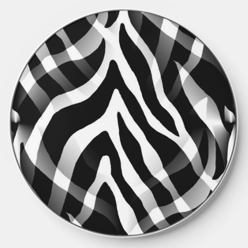 Snazzy Black and White Zebra Stripes Print Wireless Charger