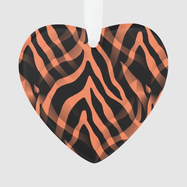 Snazzy Coral Zebra Stripes Print Ornament (Front)