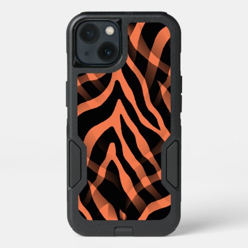 Snazzy Coral Zebra Stripes Print iPhone 13 Case