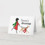 Snazzy Dog Walker Christmas Holiday Card