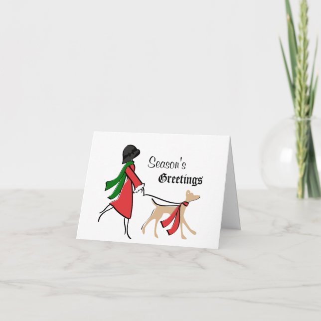 Snazzy Dog Walker Christmas Holiday Card (Front)