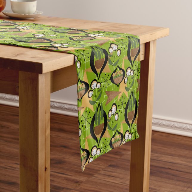 Snazzy Green Fifties Style | Mid-Century Short Table Runner (In Situ)